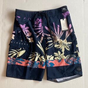Rip Curl Men's Tropical Board Shorts - Navy and Coral